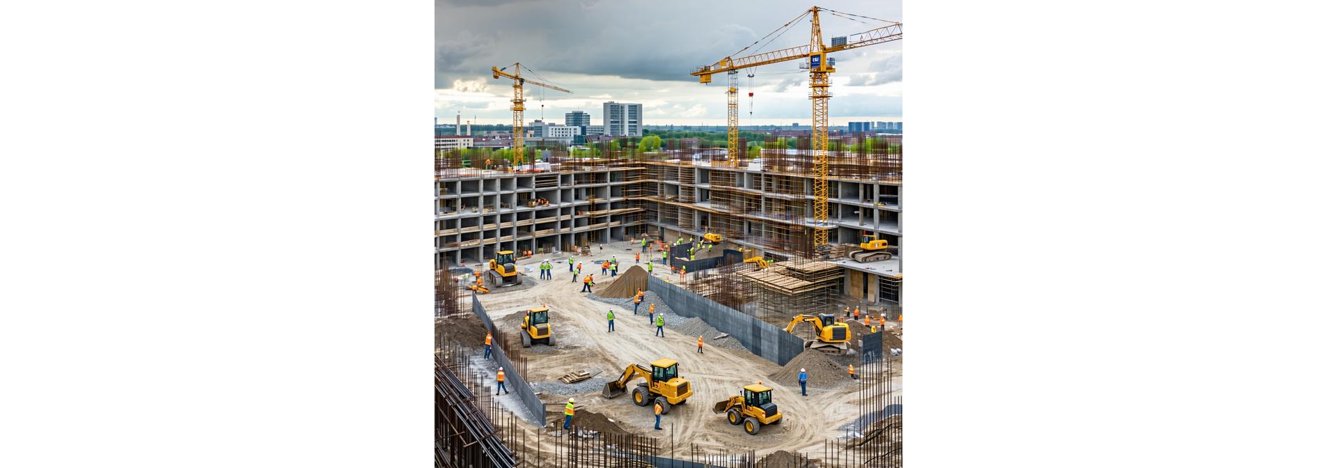 Construction site with Sterling Construction team working in Birmingham